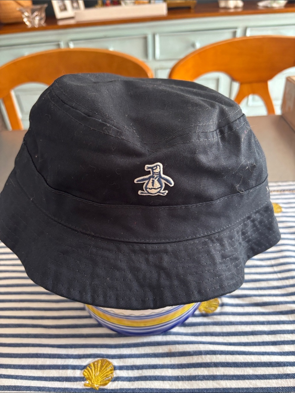 Original Penguin Kids Navy Bucket Hat with Penguin Logo